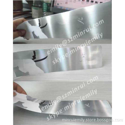 New Minrui Security Hologram Destructible Label Materials,matt Silver Column Holographic Destructible Vinyl Materials 